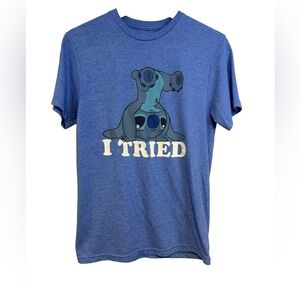 Disney Stitch "I TRIED" Blue Short Sleeve Tee Size S